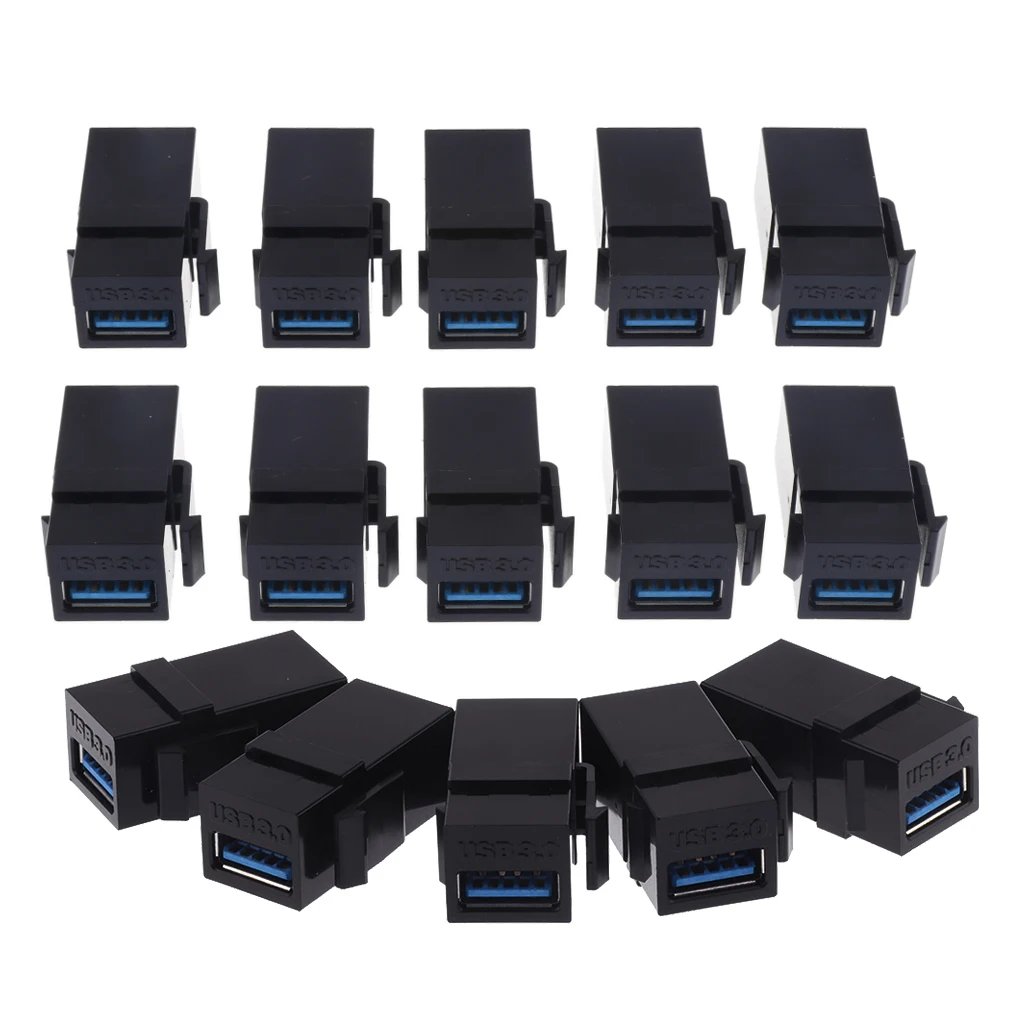 15x USB 3.0 A Female/F Snap-in Coupler Jack Insert For Keystone Wall Plate