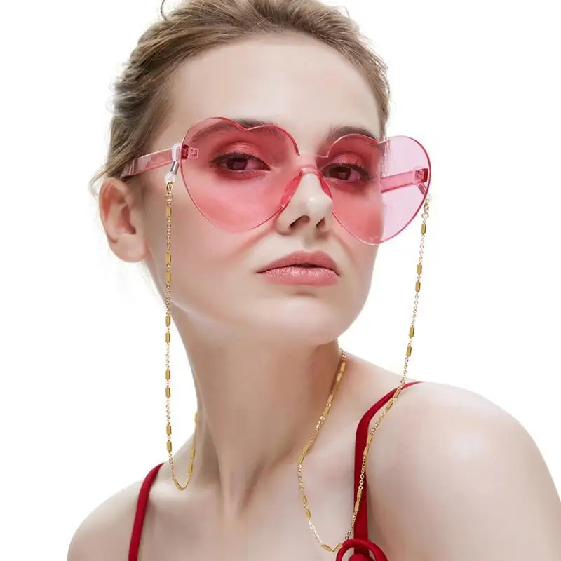 Simple 0 word clip square tube glasses chain type sunglasses masked gold lanyard |
