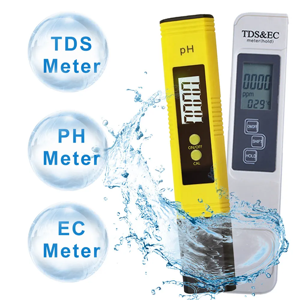 

2Pcs Digital PH TDS EC Meter Tester Pen LCD Indicator Water Tester Detection PH Calibration for Aquarium Pool Water Monitor