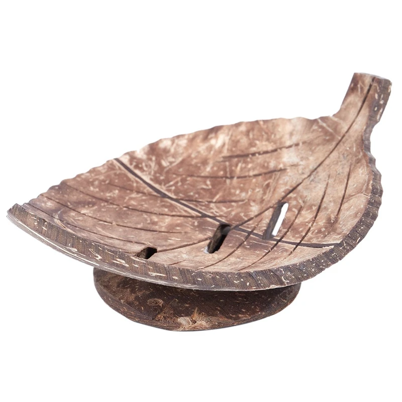 

JEYL 2PC Creative Handmade Natural Wooden Bathroom Soap Dish Box Container Kitchen Tub Storage Cup Rack Soap Holder Leaf