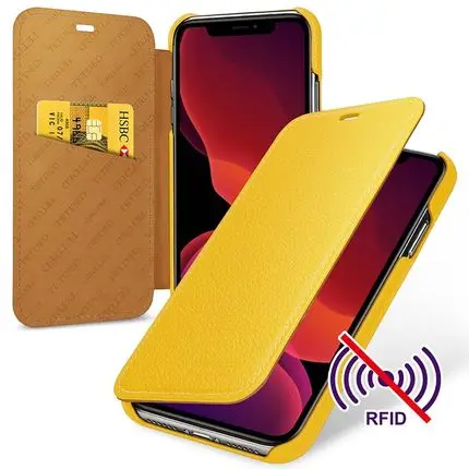 Цвет: желтый Чехол-кошелек для iPhone 11 Pro Max Бизнес Флип из натуральной кожи чехлы для телефона для iPhone 11/11Pro Funda coque capa - Цвет: Цвет: желтый