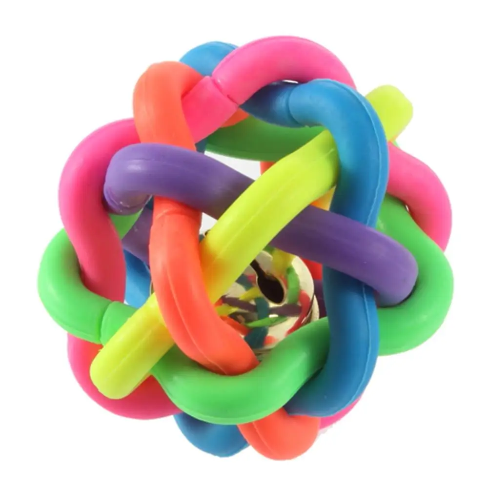 1pcs Pet Dog Cat Toy Colorful Rubber Round Ball with Small Bell Toy Hot Worldwidediscount