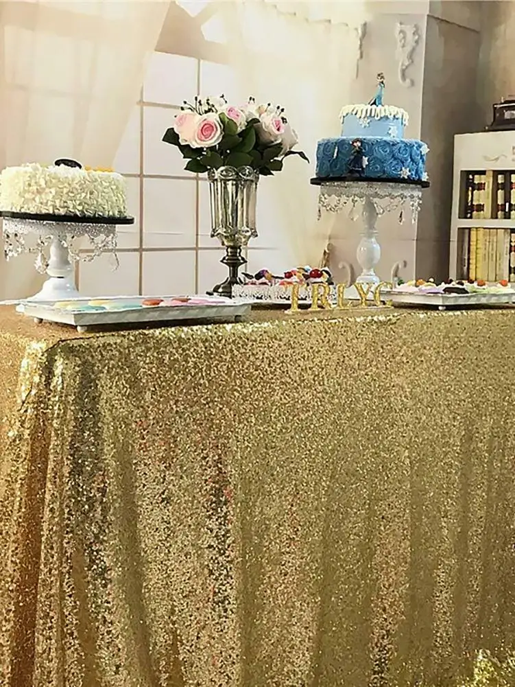 

Square Gold Sequin Tablecloth Glitter Tablecloth For Wedding Festival Party Decorative Tablecloth