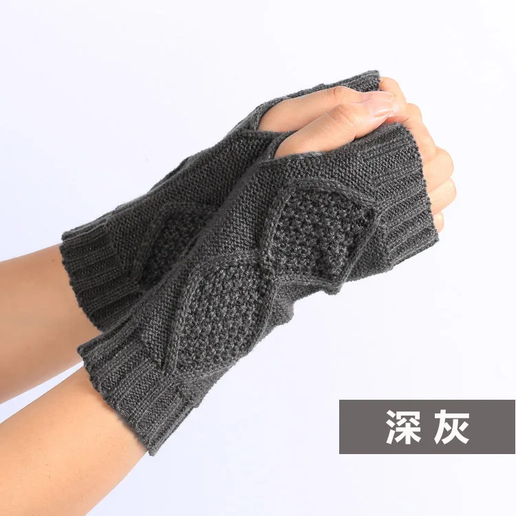 Ромбы квадратные перчатки AliExpress стиль вязаные перчатки половина пальцев КОМПЬЮТЕРНЫЕ перчатки Тыква теплые перчатки