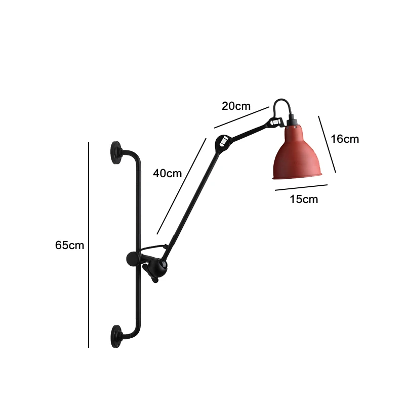 Скандинавский креативный настенный светильник длинная рука голова кровать ретро гостиная кабинет спальня рокер краска шлифовальная лампа 110 В 220 В - Цвет абажура: M wall light Red