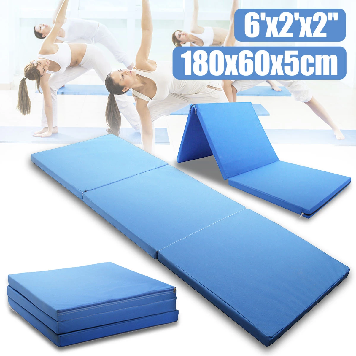 Esterilla para gimnasia, colchoneta gruesa de 180x60x5cm con tres paneles plegables para estiramiento, gimnasia, Fitness, ejercicio, Yoga, deporte|Gimnasia| - AliExpress