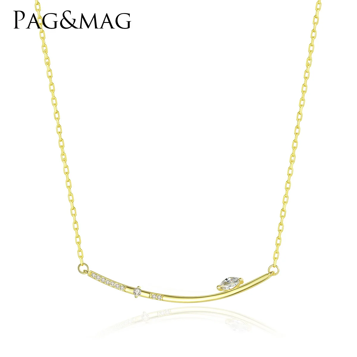 PAG-MAG S925 минималистичное модное ожерелье Европейская и американская Изысканная женская серебряная цепочка