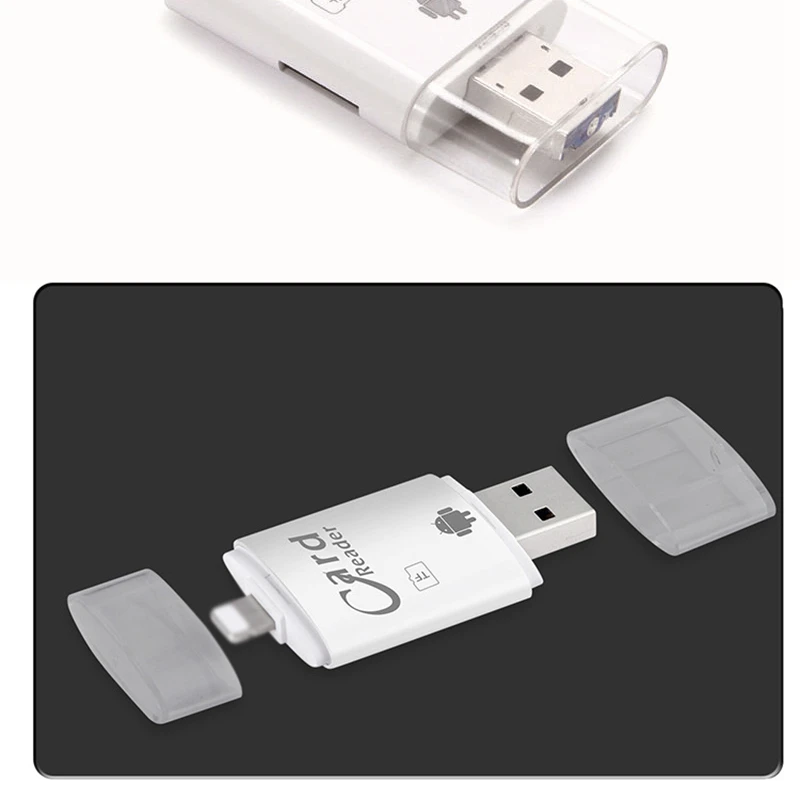 3 в 1 8 pin/Micro-USB/Usb 2,0 считыватель карт памяти Sd Otg Micro-Sd/Sdxc/Sdhc Tf для iOS iPhone Android(Micro-USB+ 8Pin+ Sd