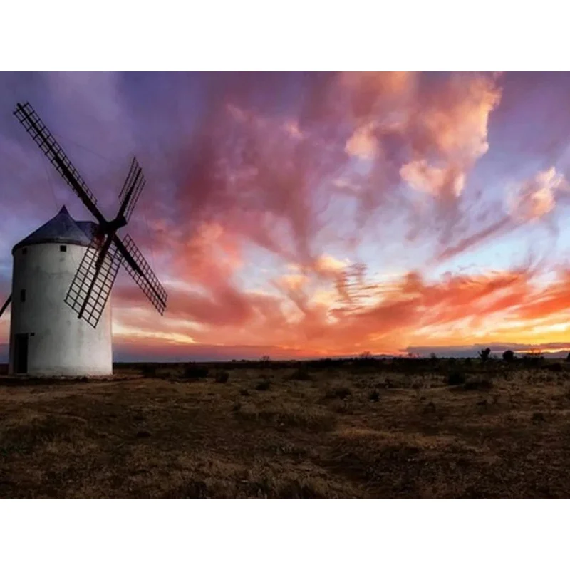 

Diamond embroidery Dutch characteristic windmill 5D diamond painting windmill diamond painting cross stitch rhinestone mosaic