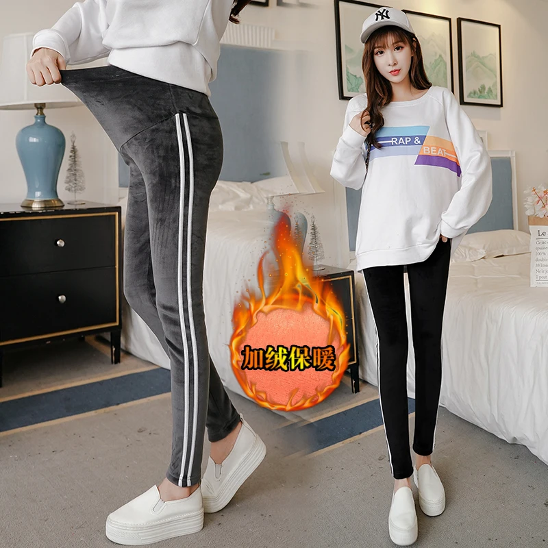 3100# зимняя корейская мода для беременных обтягивающие штаны плотные теплые флисовые узкие брюки для беременных женщин брюки для беременных