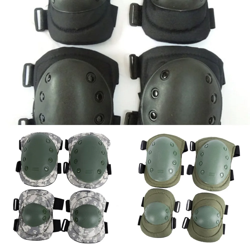 Tactical Military Army Combat Protective Safety Gear Adjustable Knee Pads BLACK 