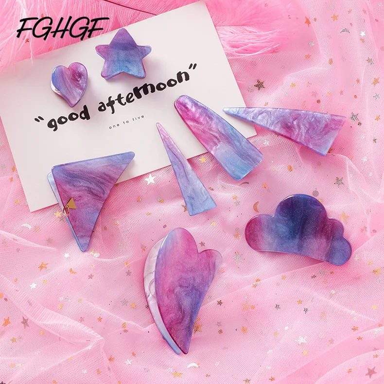 

2019 New Women Girls Acrylic Hollow Waterdrop Rectangle Hair Clips Tin Foil Sequins Hairpins Barrettes Headband Hair Accessories