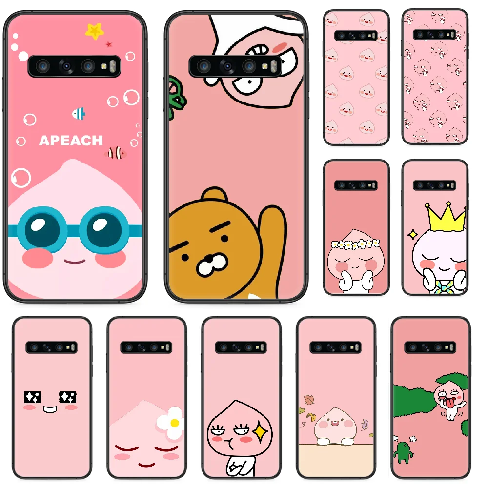 

Cute Funny Cocoa Pink Peach Phone case For Samsung Galaxy Note S 8 9 10 20 Plus E Lite Uitra black coque painting funda trend
