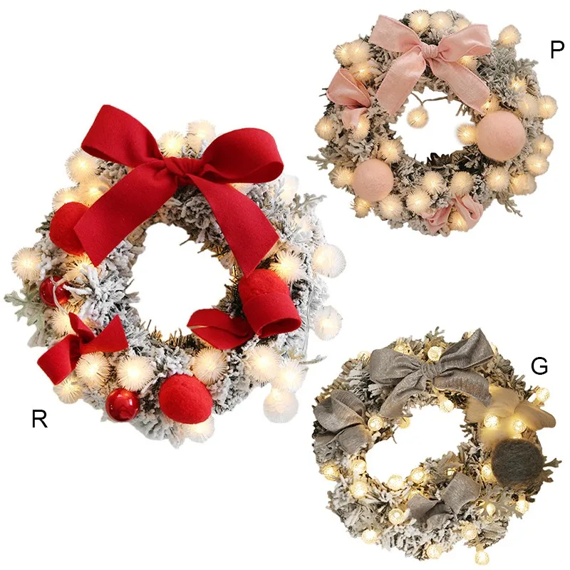 

Christmas Pendant Christmas Wreath With Battery Operated LED String Lights Door Hanging Garland Holiday Decorations