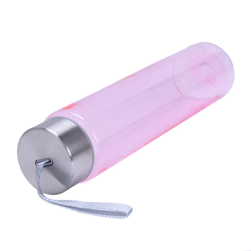 2Pcs 280ML Portable Transparent Bike Bicycle Sports Unbreakable Plastic Water Bottle(Color: Pink&Purple