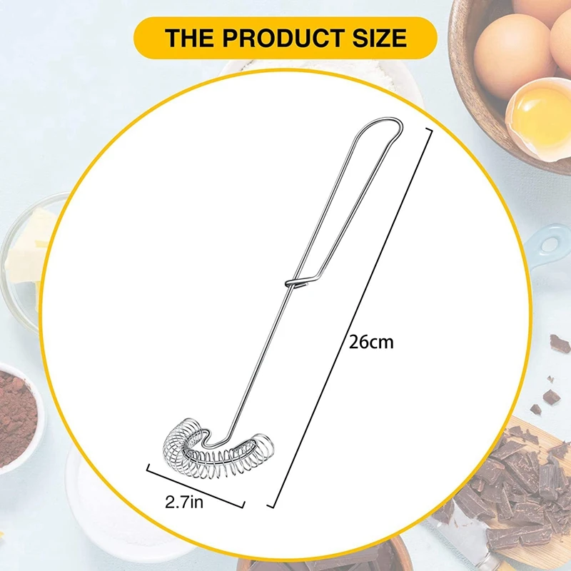 Egg Beater 2 Pieces Whisk Egg Small Whisk Whipper Stainless Steel Egg Flat Spring Coil Frother, Milk and Beater