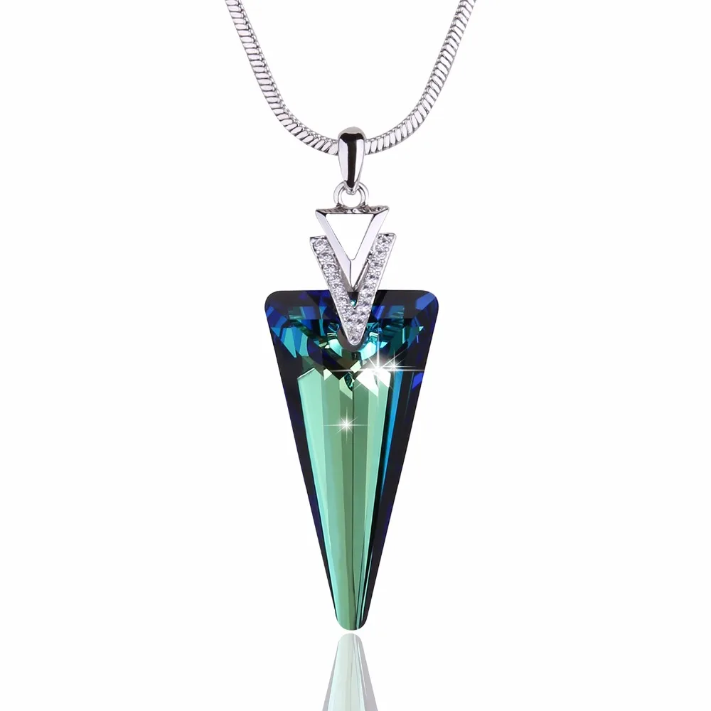 Женское Ожерелье Warme Farben с кристаллами Swarovski, изящное ювелирное изделие, ожерелье с подвеской из треугольника и кристаллов, ожерелье со змеиной цепочкой