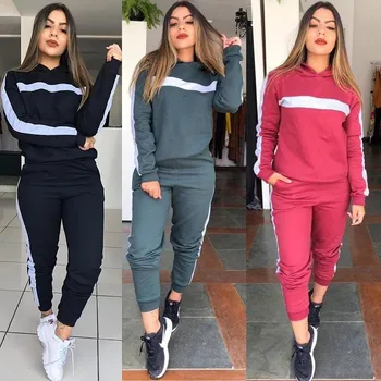 

Two Piece Set Women Spring Autumn Tracksuit Pullover Patchwork Top And Pants Suit Female Workout Clothes Jogging Femme Conjuntos