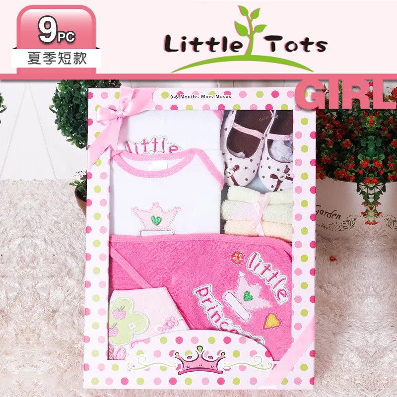 

Little Tots9 Pieces Gift Box Romper One Piece Pure Cotton Triangular Onesie CHILDREN'S Suit