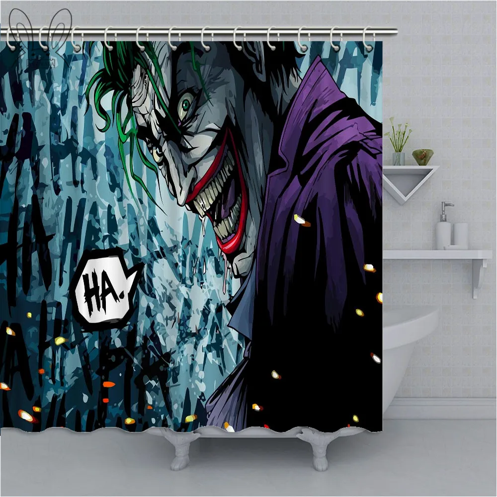 Занавески для ванной комнаты смешной безумный Джокер экологичный водонепроницаемый тканевый занавески для душа для детей декор для душа - Цвет: 73688