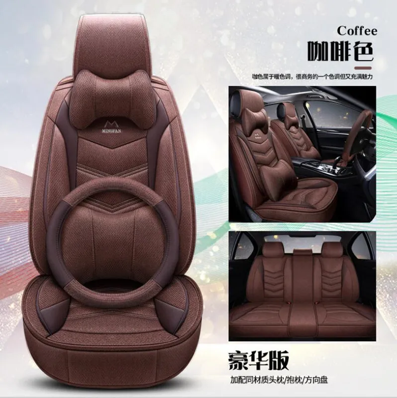 

High Quality flax+leather car seat cover 4 Season For Peugeot 205 206 207 2008 3008 301 306 307 308 405 406 407 automobile