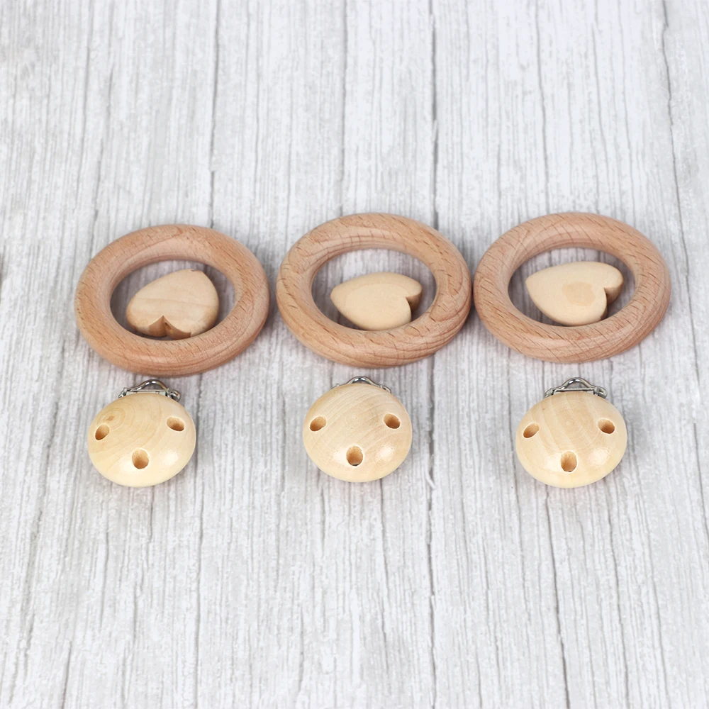 9pc TYRY. HU Детские Прорезыватели с бусинами DIY Детские Прорезыватели для зубов деревянные кольца держатель для соски аксессуары деревянные бусины Прорезыватель для зубов - Цвет: 9pc