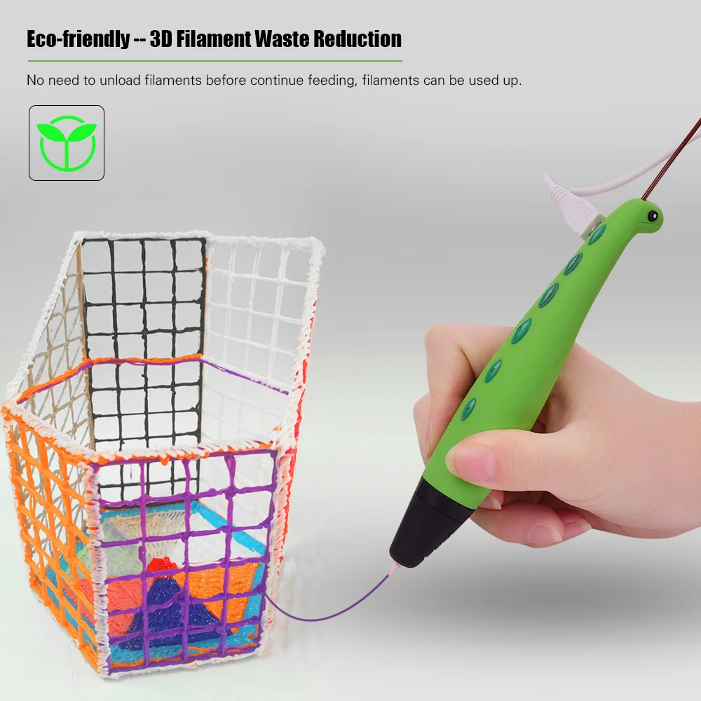 3D Ручка Очаровательная в форме динозавра, интеллектуальная 3D Ручка для принтера, 2 скорости, безопасная, легко управляемая, Обучающие игрушки, подарок для детей