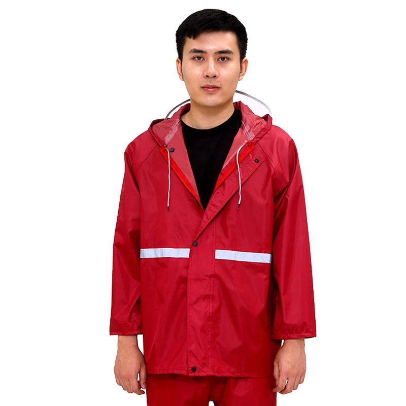 Red XL Модный разделенный дождевик для взрослых костюм для верховой езды на мотоцикле Толстый водонепроницаемый плащ с капюшоном - Цвет: Red XL