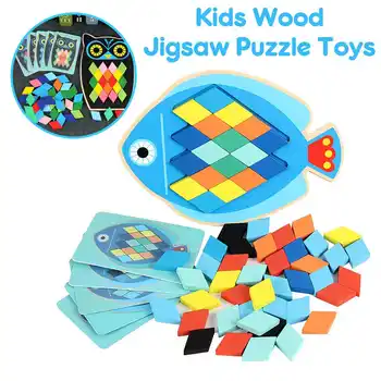 

Cartoon Educational fish/owl Wooden Toys For Children Multifunction Early Learning Wooden Puzzles
