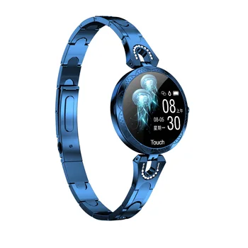 

female intelligent sports bracelet, round stainless watch with heart rate