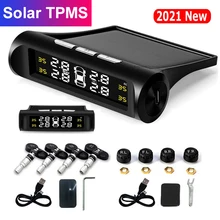 Smart Car TPMS Tire Pressure Monitoring System Solar Power Digital TMPS LCD Display USB Auto Security Alarm Tire Pressure Sensor