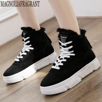 

Big Size Ankle Boots For Women Casual Fur Winter Women Snow Boot Plush Lace-up Warm Cotton Ladies Winter Shoes bota mujer y199