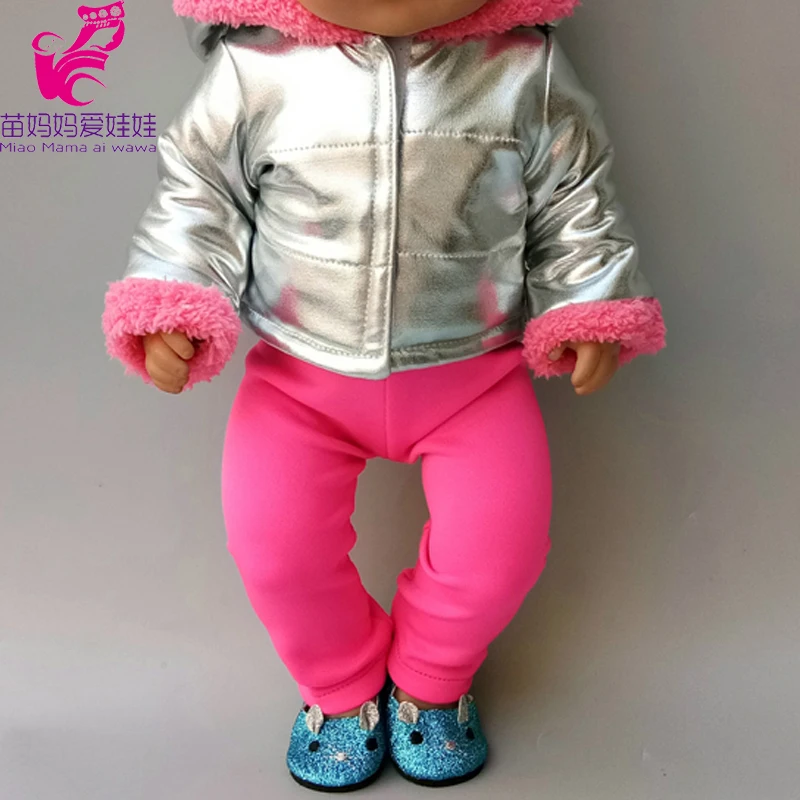 Одежда для кукол Baby Bon пальто с капюшоном из серебристого меха 18 дюймов куртка