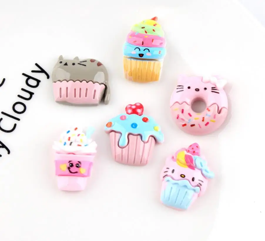 Flat Back kawaii resin cartoon unicorn Ice cream / Cake/donuts flatback cabochons For Hair Bow Centers DIY Scrapbooking Decor