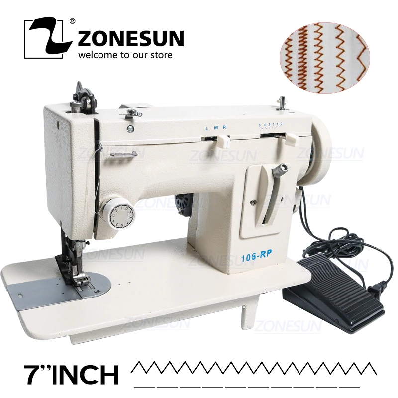 ZONESUN 106 RP бытовая швейная машина мех кожа одежда толстый инструмент для шитья