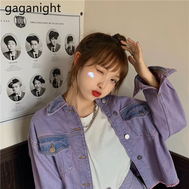 Женский джинсовый костюм Gaganight винтажный комплект из двух предметов короткая