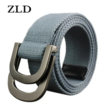 

ZLD Double Loop Canvas Belt Men And Women Students Lovers Waistband Punk Feminine Belt Men off white belt
