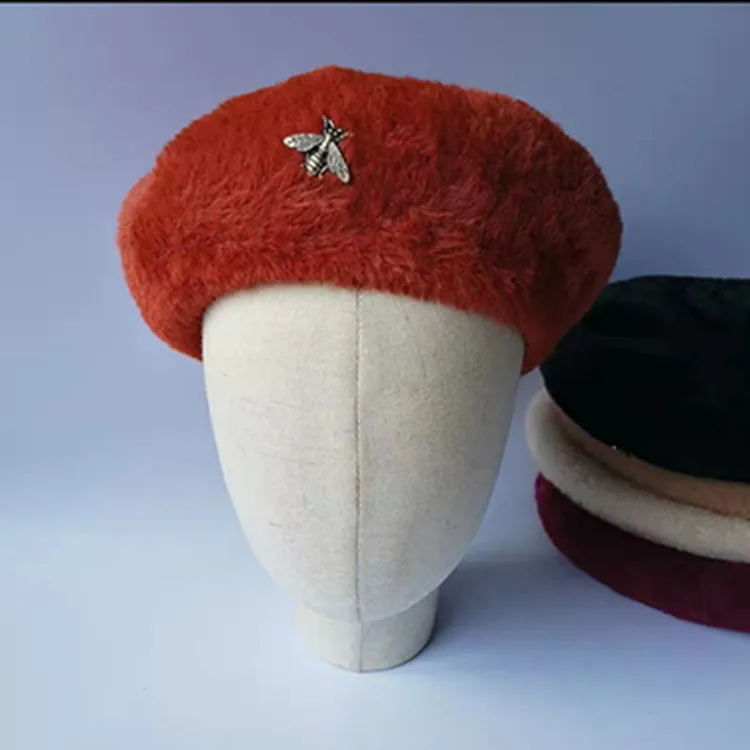 Маленькая Пчелка Имитация общий для воды берет зимние шапки маляр шляпа берет женские шляпы boinas para mujer берет войлочный берет Кепка - Цвет: red