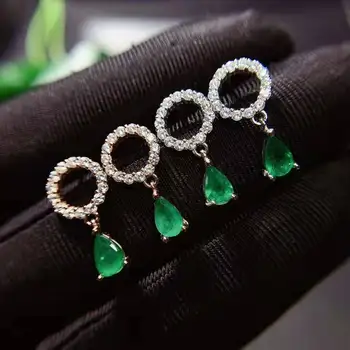 

Natural emerald Earring fashionable gem quality 925 silver 4x6mm