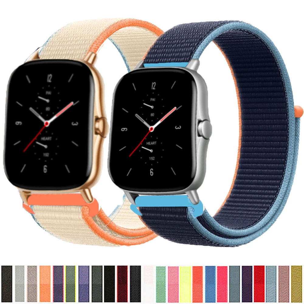 20/22mm Nylon band For Amazfit GTS/2/2e/GTS2 Mini/GTR 3 Pro 42mm/47mm/GTR2/2e/stratos 2/3 Sport Loop Bracelet Amazfit bip strap