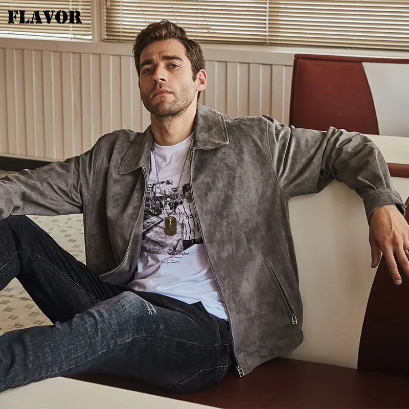 Cappotto Bomber in pelle di cinghiale con giacca in vera pelle da uomo nuovo sapore 2