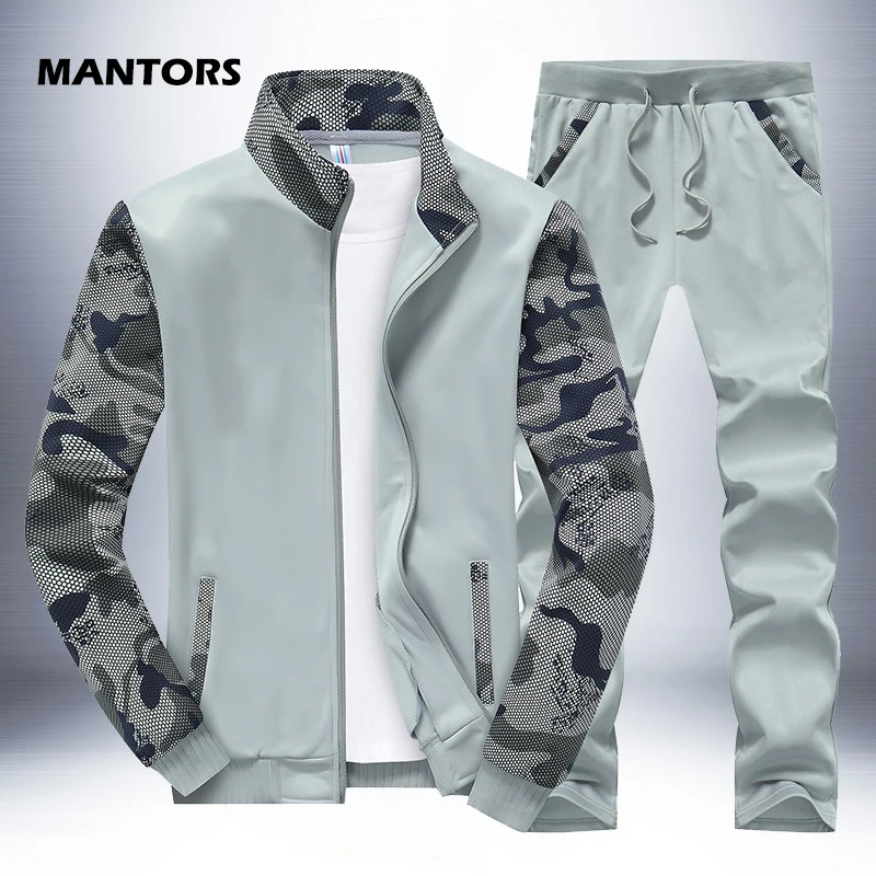

Camo Men's Set Patchwork Tracksuit Two Pieces Sets Spring Autumn Fleece Sportswear Casual Sweatshirt+Pants Slim Men Clothes 4XL
