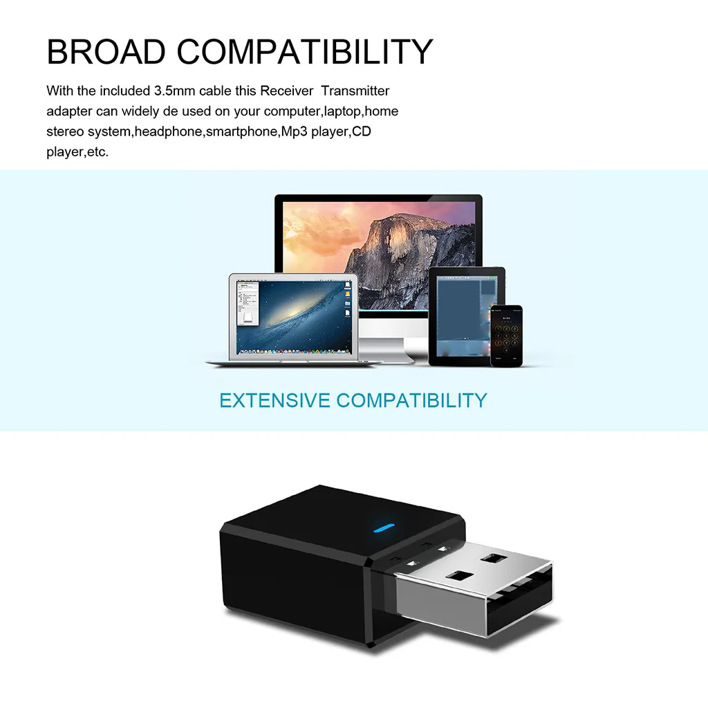 Беспроводной Blueteeth аудио стерео приемник передатчика 3,5 мм AUX и USB адаптер 2в1 устройства, такие как, наушники 82x25x10 мм# P20
