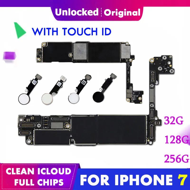 Для iPhone 7 4,7 оригинальная материнская плата Clean iCloud Unlock 32g 128g 256g материнская плата GSM разблокированная сенсорная ID отпечаток пальца