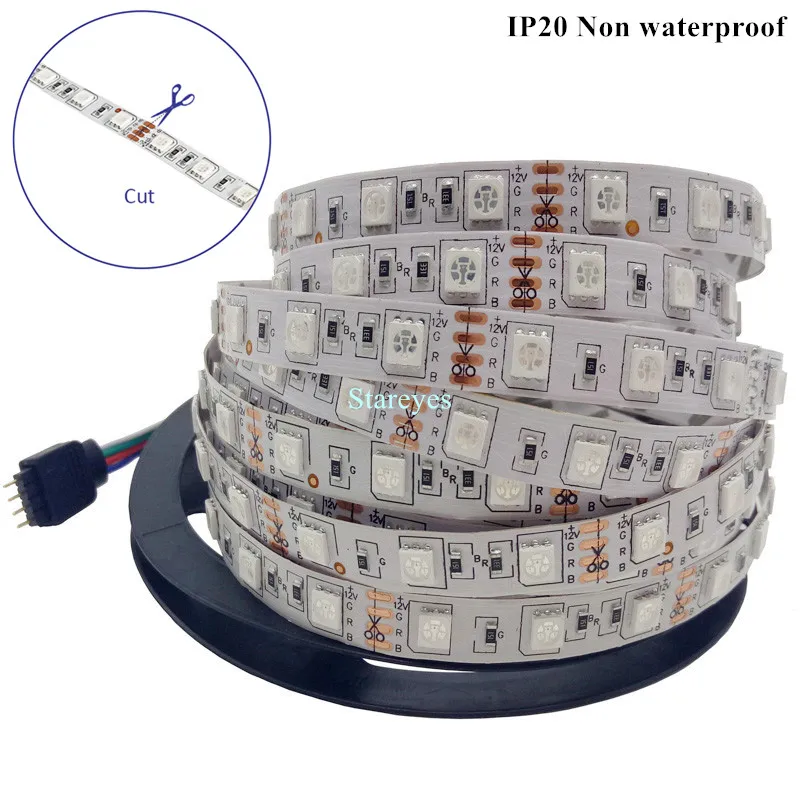 Светодиодная лента RGB SMD 5050 60 светодиодов/м 30 комплектов 5 м 300 светодиодов 12 в пост.