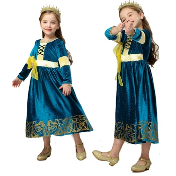 

Cartoon Princess Brave Merida Princess Costume Merida Dresses Girls Fancy Merida Kids Halloween Cosplay Party Frocks Halloween