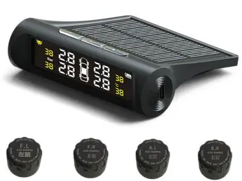 

5pcs Car TPMS Tire Pressure Monitoring System Intelligent Solar Power Wireless LED Display 4 External Sensor