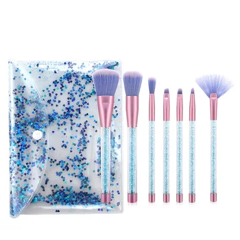 

7pcs/Set Rhinestones Handle Makeup Brushes Classic Colors and Simple Durable Design Portable Face Powder Cosmetic Pens