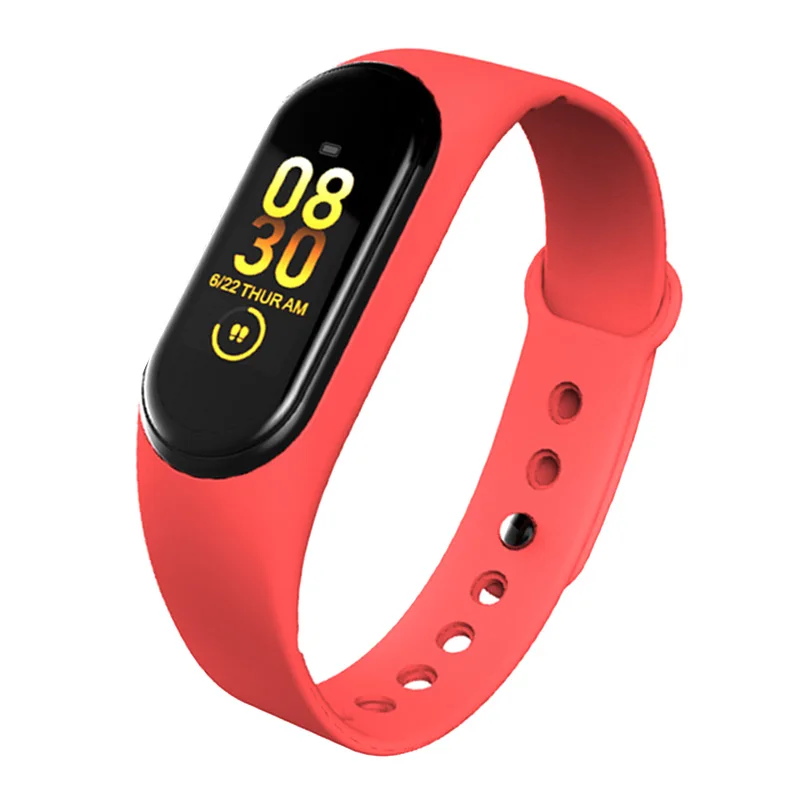 Спортивные часы M4, фитнес-трекер, цветной экран, смарт-браслет, IP67, водонепроницаемый, подсчет шагов, пульсометр, фитнес, умный Браслет EM88 - Цвет: Red