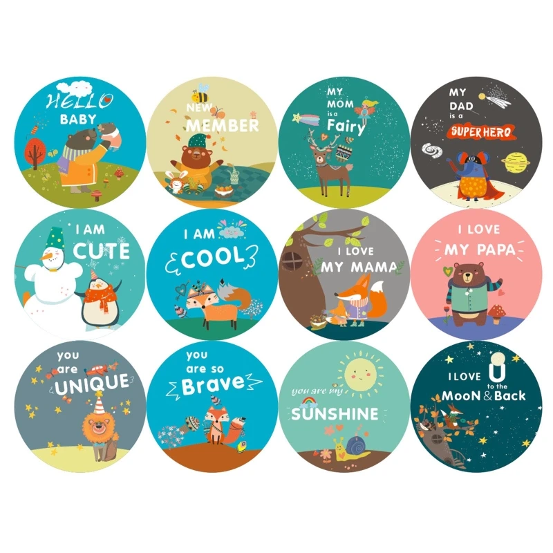 12 Pcs/Set Month Sticker Baby Photography Milestone Memorial Monthly Newborn Kids Commemorative Card Number Photo Props newborn photography with parents